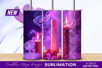 Elegant Candles Pink Smoke Tumbler Png Sublimation Regulrcrative 