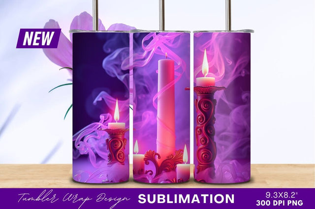 Elegant Candles Pink Smoke Tumbler Png Sublimation Regulrcrative 