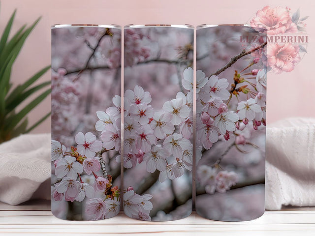 Elegant Cherry Blossom Floral Tumbler, Floral Tumbler, Whimsical Blossom Wrap, Elegant Flower Wrap, Vibrant Blossom Wrap, Sublimation Design, Trendy Gift Idea Sublimation Li Zamperini 