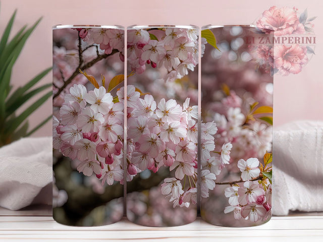 Elegant Cherry Blossom Floral Tumbler, Floral Tumbler, Whimsical Blossom Wrap, Elegant Flower Wrap, Vibrant Blossom Wrap, Sublimation Design, Trendy Gift Idea Sublimation Li Zamperini 