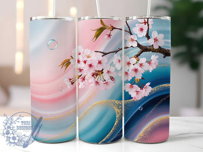 Elegant Cherry Blossom Tumbler, Sakura Flower Wrap, Elegant Blossom Cup, 20oz Sublimation Wrap, Stylish Floral Design Tumbler, Artistic Sakura Cup, Nature Blossom Theme Wrap Sublimation ToriDesigns 