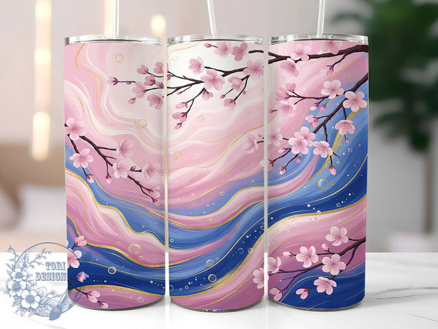 Elegant Cherry Blossom Tumbler, Sakura Flower Wrap, Elegant Blossom Cup, 20oz Sublimation Wrap, Stylish Floral Design Tumbler, Artistic Sakura Cup, Nature Blossom Theme Wrap Sublimation ToriDesigns 