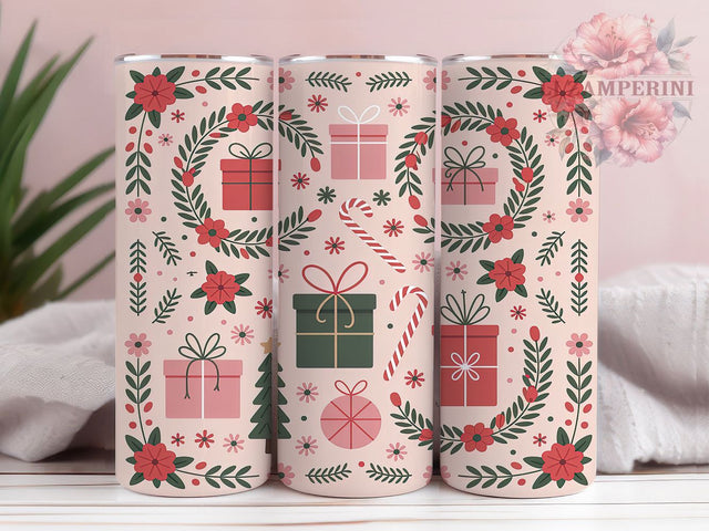 Elegant Christmas Floral Tumbler, Cute Holiday Wrap, Festive Mug Design, Sublimation Wrap, Winter Drinkware, Holiday Gift Cup, Elegant Christmas Cup Sublimation Li Zamperini 