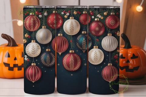 Elegant Christmas Ornaments 20oz Tumbler Sublimation PixelChick 