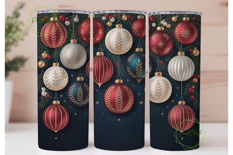Elegant Christmas Ornaments 20oz Tumbler Sublimation PixelChick 
