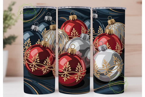 Elegant Christmas Ornaments 20oz Tumbler Sublimation PixelChick 