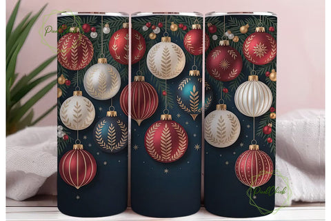 Elegant Christmas Ornaments 20oz Tumbler Sublimation PixelChick 