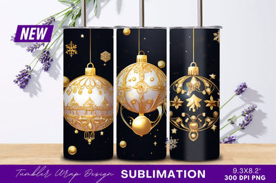 Elegant Christmas Ornaments On Black Background Sublimation Regulrcrative 