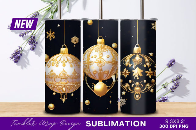 Elegant Christmas Ornaments On Black Background Sublimation Regulrcrative 