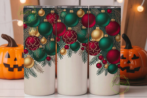 Elegant Christmas Ornaments Tumbler Wrap Sublimation PixelChick 