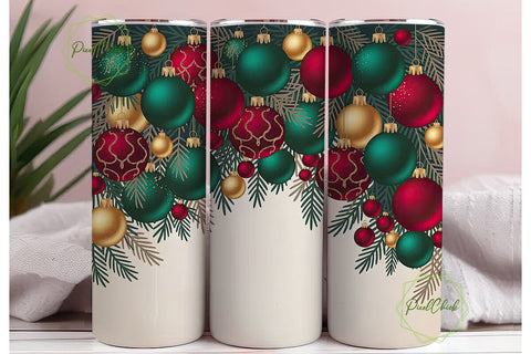 Elegant Christmas Ornaments Tumbler Wrap Sublimation PixelChick 