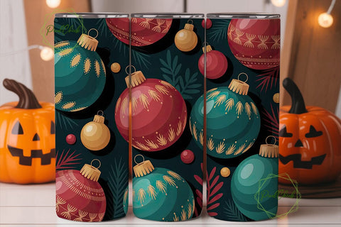 Elegant Christmas Ornaments Tumbler Wrap Sublimation PixelChick 