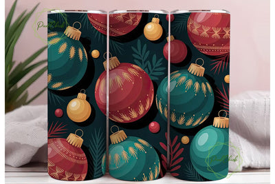 Elegant Christmas Ornaments Tumbler Wrap Sublimation PixelChick 