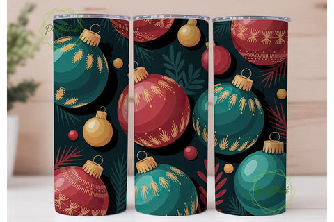 Elegant Christmas Ornaments Tumbler Wrap Sublimation PixelChick 