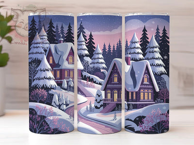 Elegant Christmas Village Winter Tumbler, Navy Blush Winter Wonderland Sublimation Design, Gold Foil Church Cup Art, 20oz Xmas Tumbler, Festive Holiday Mug, Stylish Christmas Cup, Cozy Winter Wrap Sublimation Lara' s Designs 