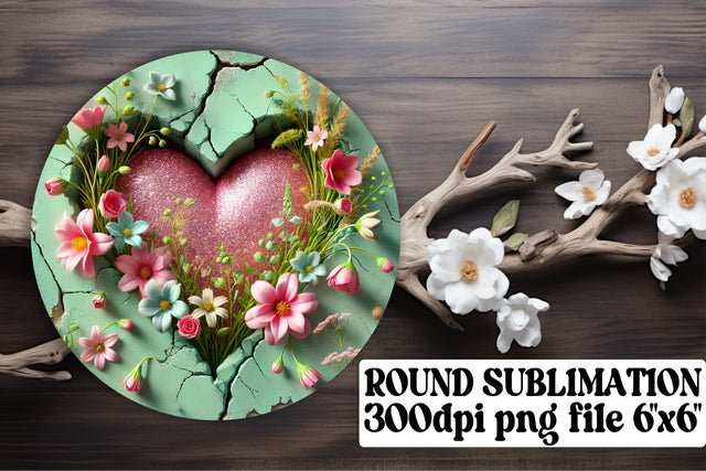 Elegant circle PNG files, great for custom keychains! , 3D Heart Sublimation afrosvg 