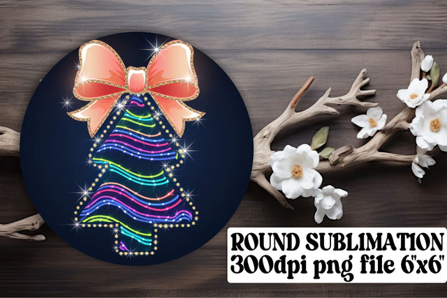 Elegant circle PNG files, great for custom keychains! , Neon Xmas Sublimation afrosvg 
