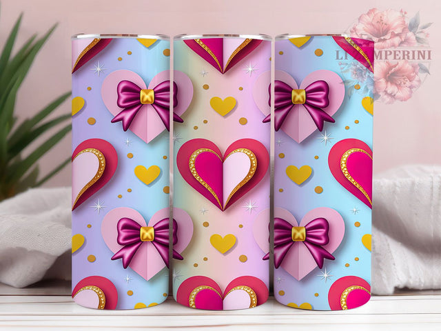 Elegant Classy Valentine Hearts Tumbler, Romantic Valentine Pattern, Classy Heart Design, 20Oz Sublimation Wrap, Sophisticated Love Art, Stylish Heart Texture, Tumbler Sublimation Sublimation Li Zamperini 