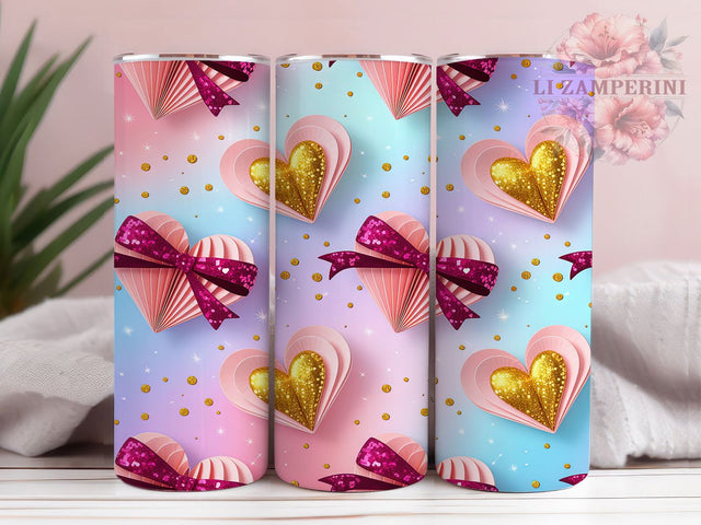 Elegant Classy Valentine Hearts Tumbler, Romantic Valentine Pattern, Classy Heart Design, 20Oz Sublimation Wrap, Sophisticated Love Art, Stylish Heart Texture, Tumbler Sublimation Sublimation Li Zamperini 
