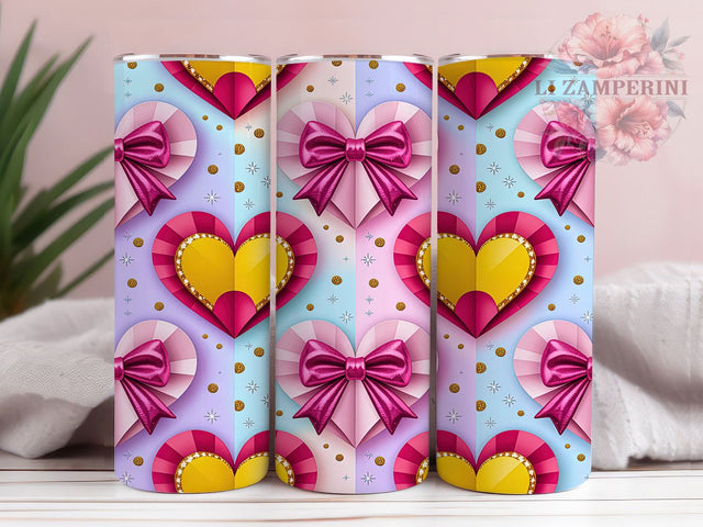 Elegant Classy Valentine Hearts Tumbler, Romantic Valentine Pattern, Classy Heart Design, 20Oz Sublimation Wrap, Sophisticated Love Art, Stylish Heart Texture, Tumbler Sublimation Sublimation Li Zamperini 