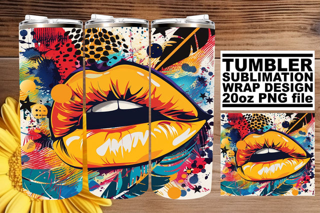 Elegant Colorful Lip Design for Tumblers – 20oz Sublimation Wrap Sublimation afrosvg 