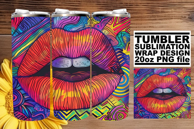 Elegant Colorful Lips Tumbler Wrap Perfect for 20oz Sublimation Sublimation afrosvg 