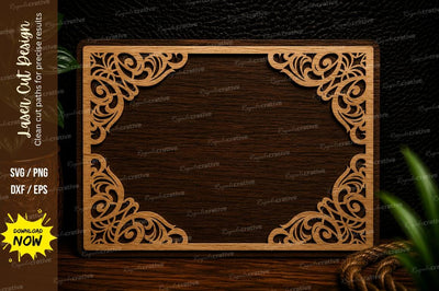 Elegant Corner Scroll Frame Laser Cut SVG Design SVG Regulrcrative 