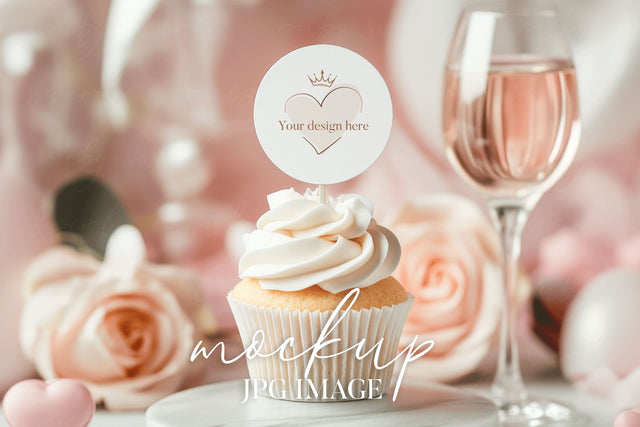 Elegant Cupcake Topper Mockup for Weddings, Parties, and Events Mock Up Photo BijouBay 