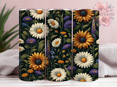 Elegant Daisy Floral Tumbler, Flower Wrap, Romantic Theme, Sublimation Art, 20oz Tumbler, Cute Design, Elegant Pattern Sublimation Li Zamperini 