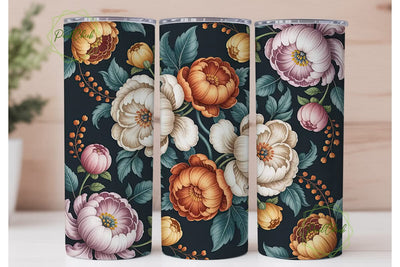 Elegant Dark Floral 20oz Tumbler Wrap Sublimation PixelChick 