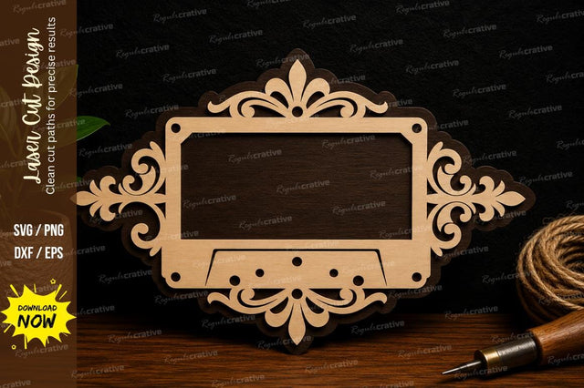 Elegant Decorative Name Frame Laser Cut SVG File SVG Regulrcrative 