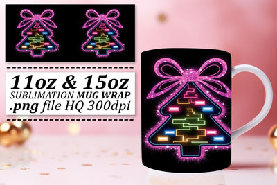 Elegant designs, make every sip a delight! , Neon Xmas Sublimation afrosvg 