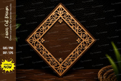 Elegant Diamond Frame Laser Cut SVG Design SVG Regulrcrative 