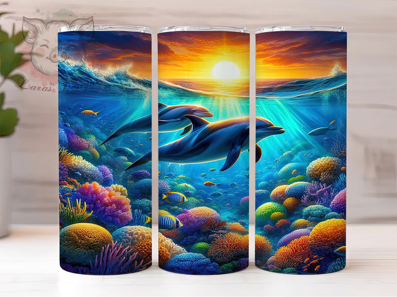 Elegant Dolphin Ocean Tumbler, Underwater Tumbler Design, Marine Life Wrap, Elegant Dolphin Wrap, Whimsical Ocean Wrap, Sublimation Design, Trendy Gift Idea Sublimation Lara' s Designs 