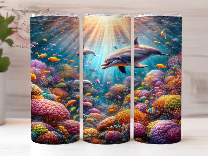 Elegant Dolphin Ocean Tumbler, Underwater Tumbler Design, Marine Life Wrap, Elegant Dolphin Wrap, Whimsical Ocean Wrap, Sublimation Design, Trendy Gift Idea Sublimation Lara' s Designs 