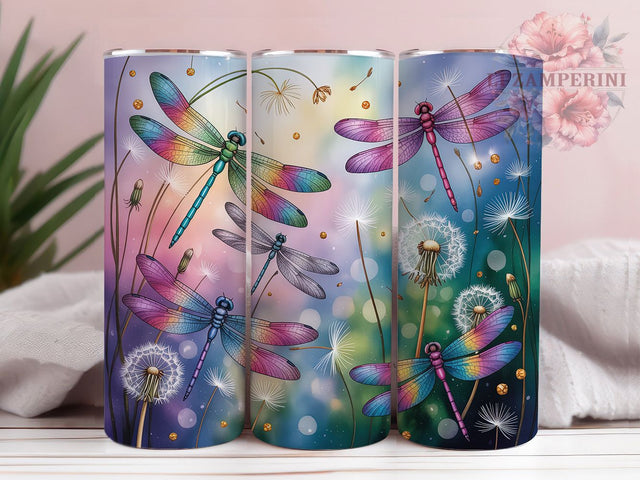 Elegant Dragonfly Fantasy 20oz Tumbler, Magical Scene, Fantasy Theme, Whimsical Design, Nature Inspired, 20oz Tumbler Wrap, Sublimation PNG Sublimation Li Zamperini 