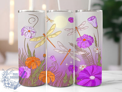 Elegant Dragonfly Nature Tumbler, Sublimation Designs, Tumbler Wrap Png, Sublimation PNG, 20Oz Skinny Tumbler Wrap Designs, Digital Download Sublimation ToriDesigns 