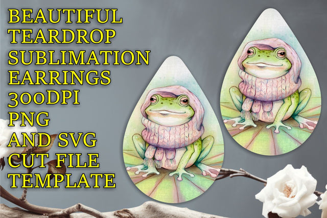 Elegant earring design for sublimation, high-resolution PNG, Animals Sublimation HoodArtCraft 