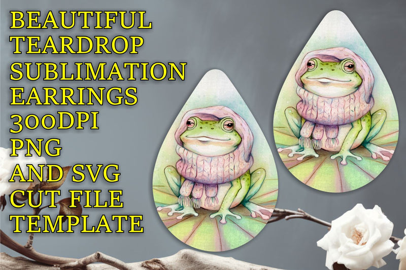 Elegant earring design for sublimation, high-resolution PNG, Animals Sublimation HoodArtCraft 