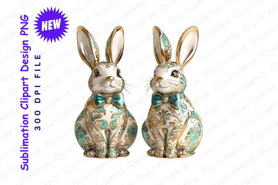 Elegant Easter Bunnies Clipart Png Sublimation Regulrcrative 