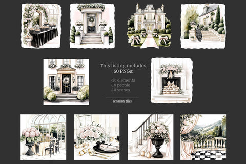 Elegant Easter Clipart | Spring Bunny Clip Art | Easter PNG SVG GlamArtZhanna 