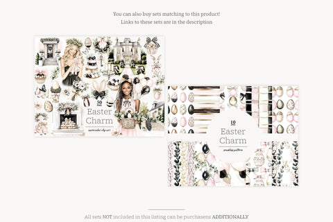 Elegant Easter Clipart | Spring Bunny Clip Art | Easter PNG SVG GlamArtZhanna 