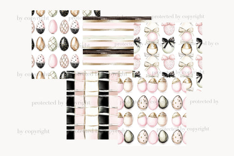 Elegant Easter Digital Paper | Pink Gold Egg Patterns Digital Pattern GlamArtZhanna 