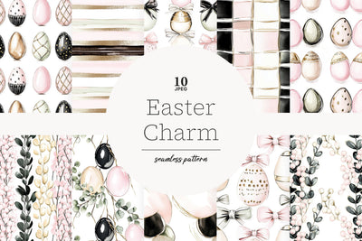 Elegant Easter Digital Paper | Pink Gold Egg Patterns Digital Pattern GlamArtZhanna 