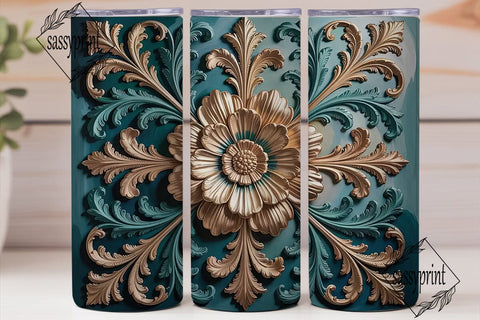 Elegant Embossed Floral 20oz Tumbler Sublimation sassyprint 