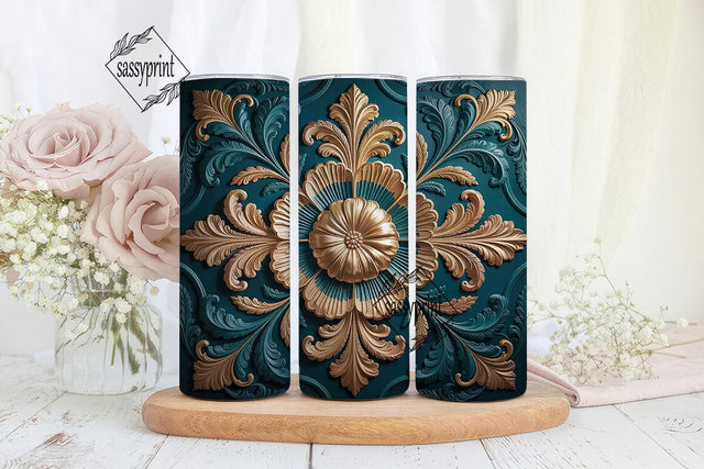 Elegant Embossed Floral 20oz Tumbler Sublimation sassyprint 