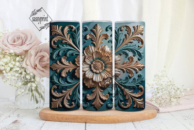 Elegant Embossed Floral 20oz Tumbler Sublimation sassyprint 