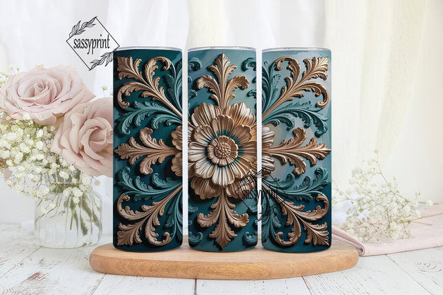 Elegant Embossed Floral 20oz Tumbler Sublimation sassyprint 