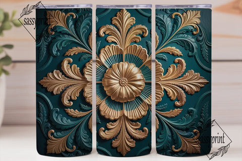 Elegant Embossed Floral 20oz Tumbler Sublimation sassyprint 