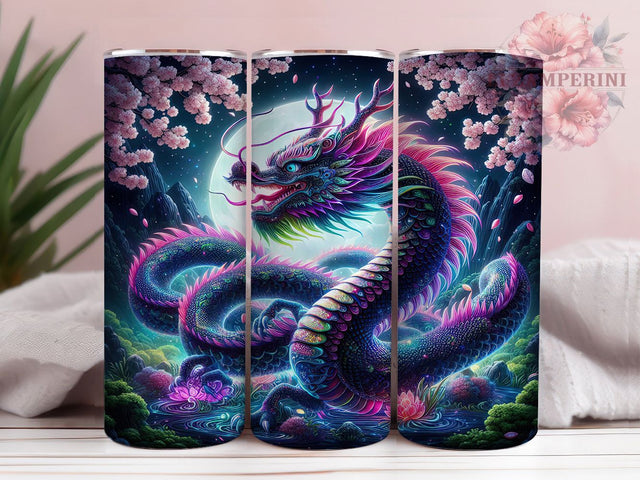Elegant Enchanted Fantasy Dragon Tumbler, Magical Dragon Wrap, 20oz Tumbler Sublimation, Fantasy Dragon Design, Mystical Dragon Art, Mythical Creature Tumbler, Elegant Dragon Wrap Sublimation Li Zamperini 